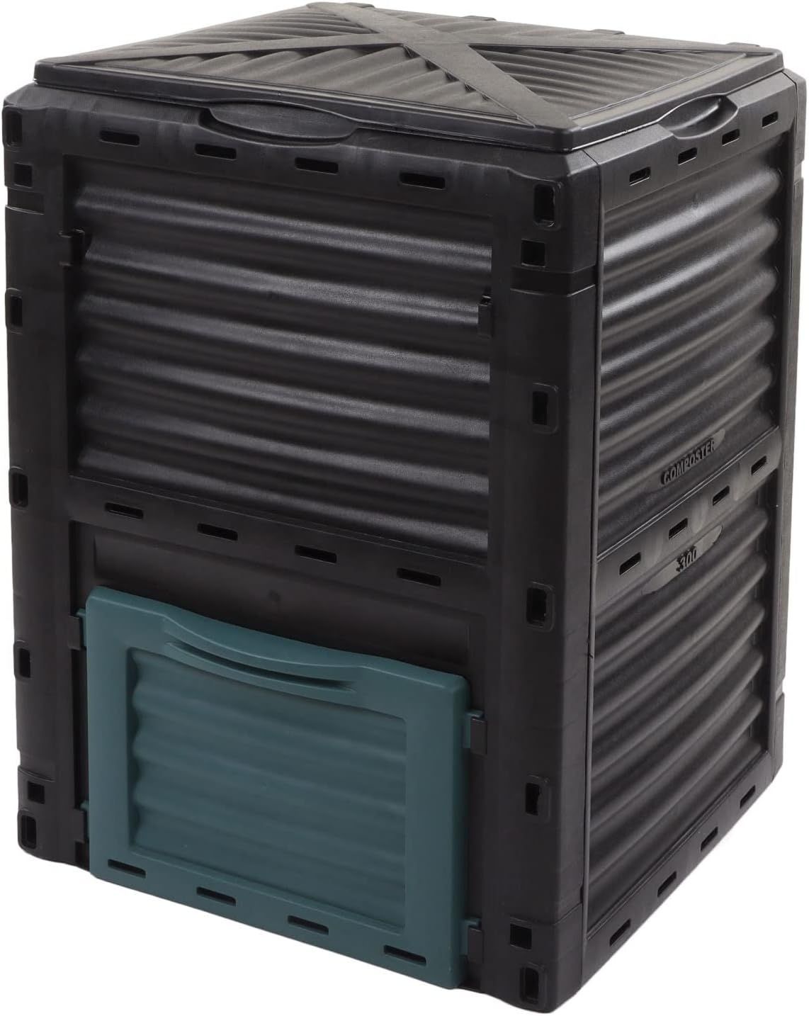 80 Gallon Outdoor Compost Bin with Flip Lid and Bottom Door