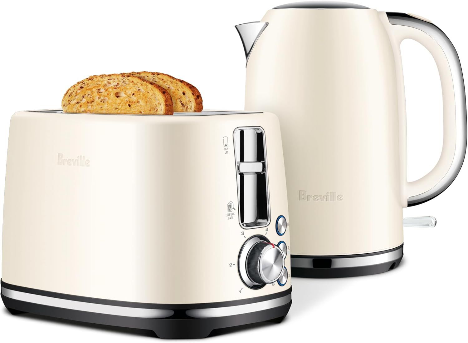 Breville Cream Toaster & Kettle Breakfast Set, LKT822CRM