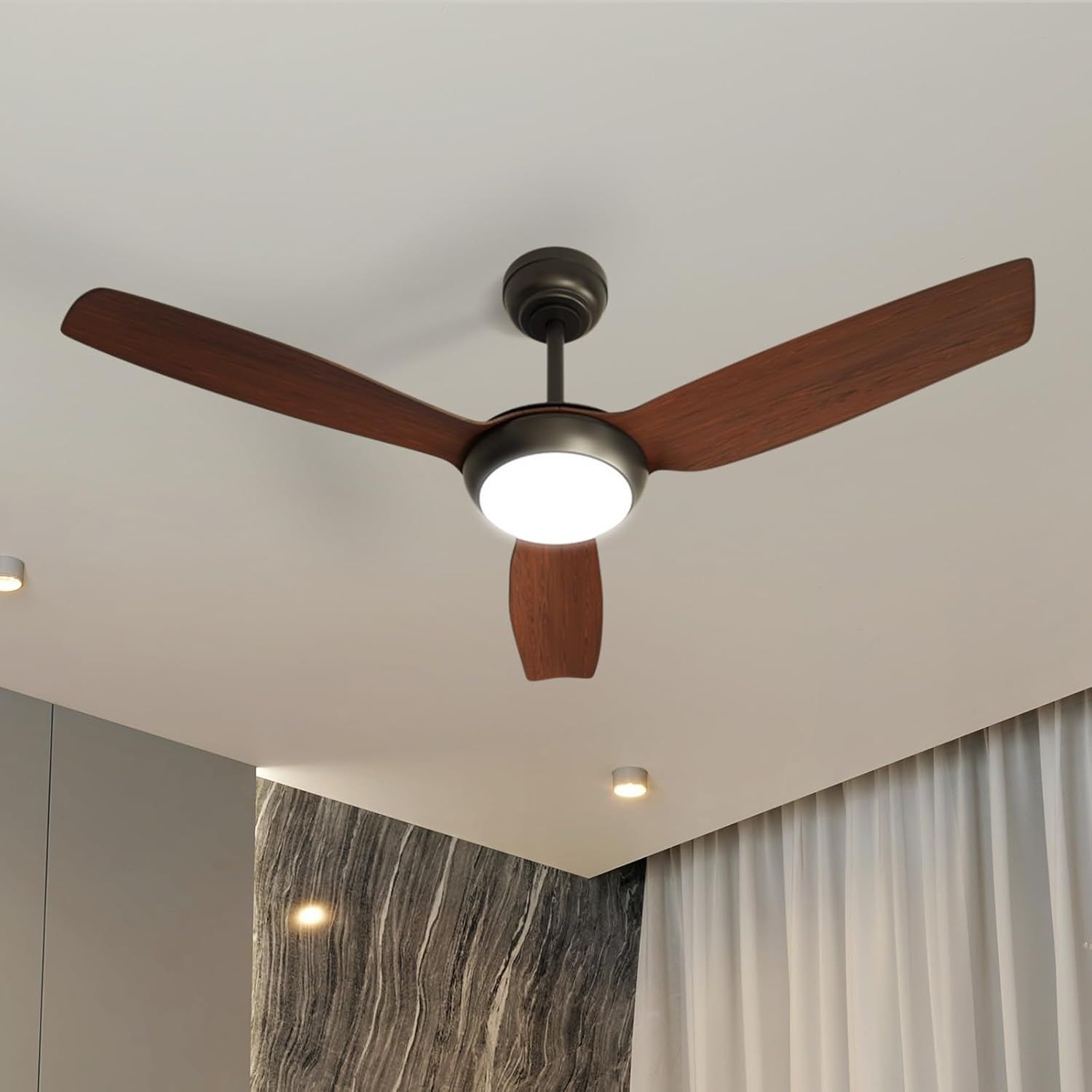 Vevare 52 Ceiling Fan with LED Light, Remote Control & DC Motor - 5 Speeds & Timer for Home