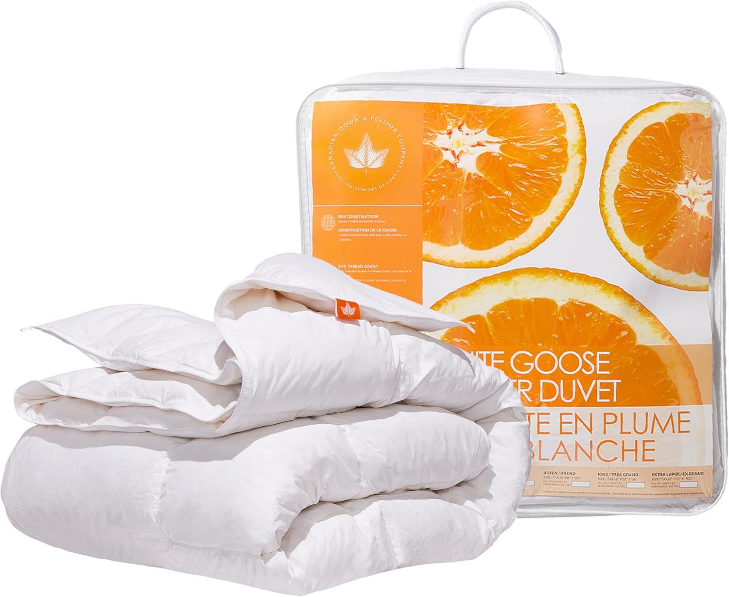 Canadian Down & Feather Co. Twin Goose Feather Doona - All Season 233 TC Cotton Shell