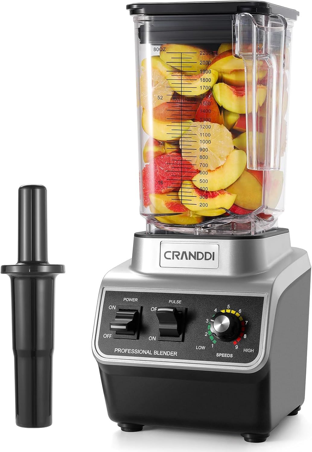 High-Performance Commercial Blender with 1500W Motor, 2.3L Capacity, for Smoothies and Ice Crushing, 9-Speed Settings, Black - Model K96