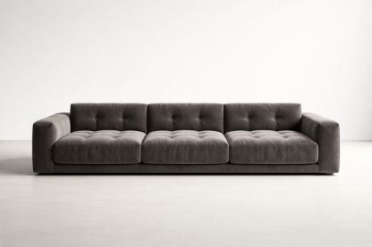 Three-Seater Polyester Fabric Sofa with Foam Filling Gray-Livorezza