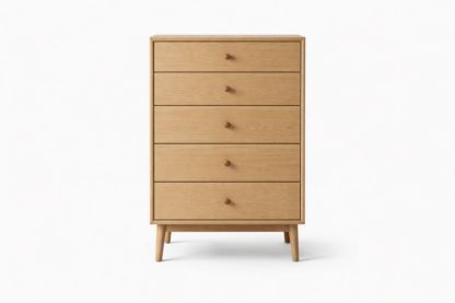 Wooden Chest of 5 Drawers Natural Oak Finish-Livorezza