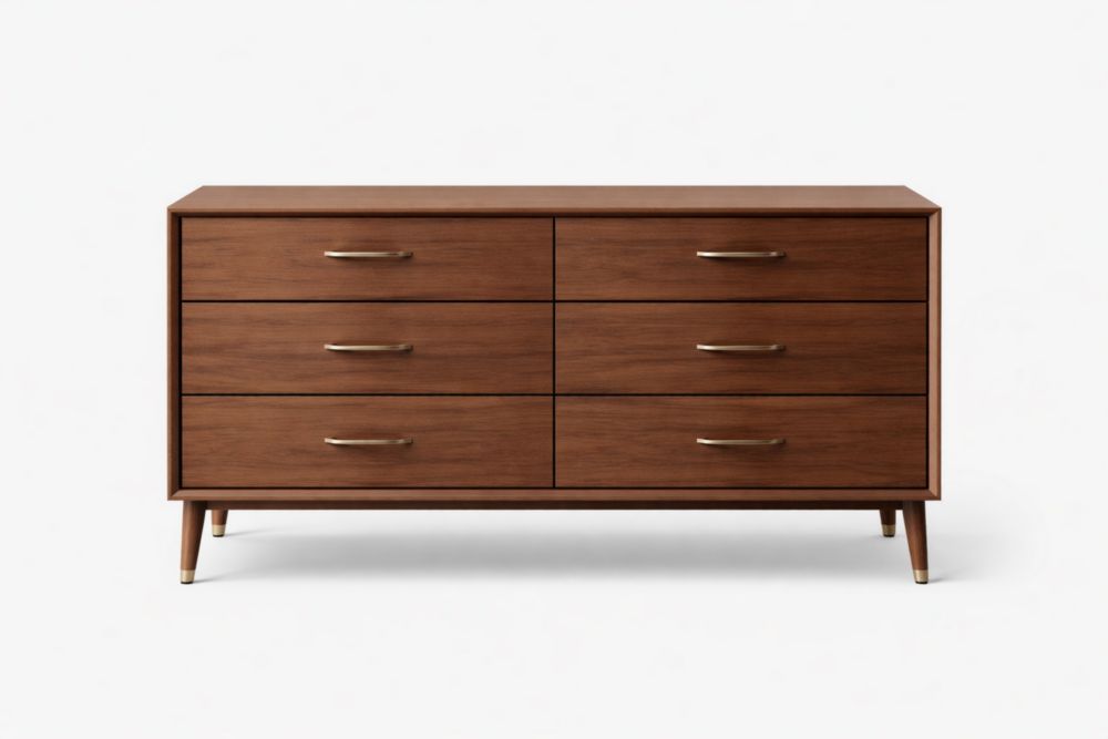 Wood Six-Drawer Dresser Mahogany Finish-Livorezza