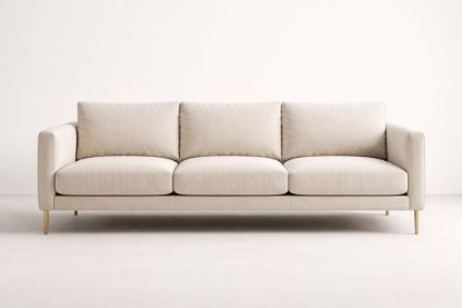 Linen Blend Upholstered Three-Seater Sofa Beige-Livorezza