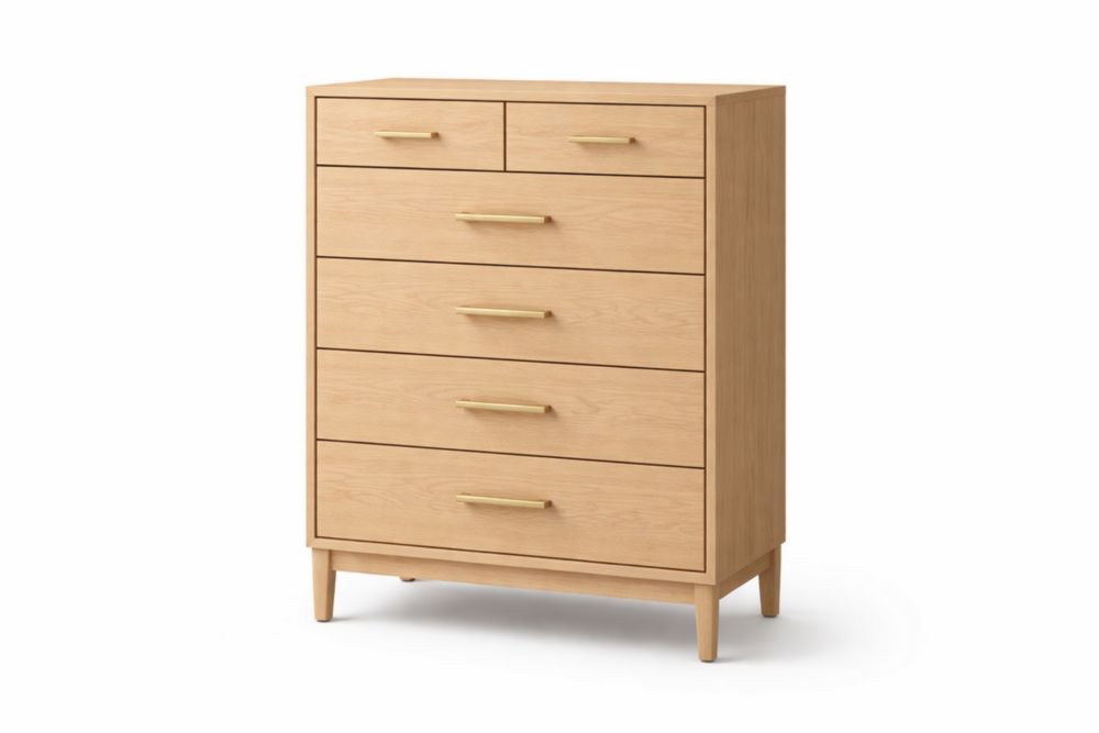 Wood 6-Drawer Chest in Light Wood Finish-Livorezza