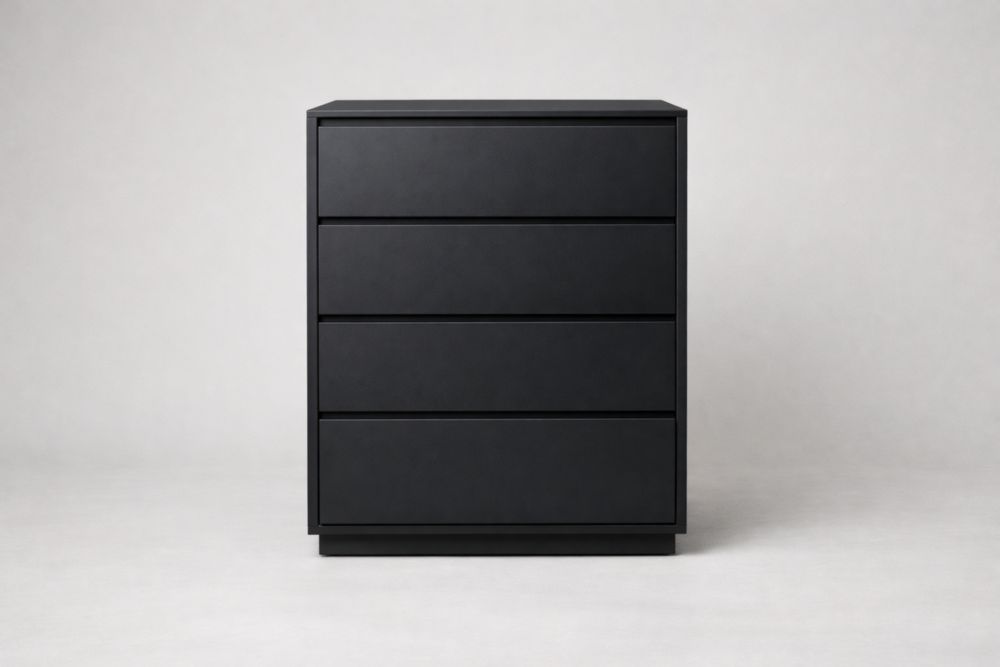 Matte Black Four Drawer Dresser Wood-Interzenta