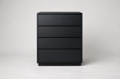 Matte Black Four Drawer Dresser Wood-Interzenta