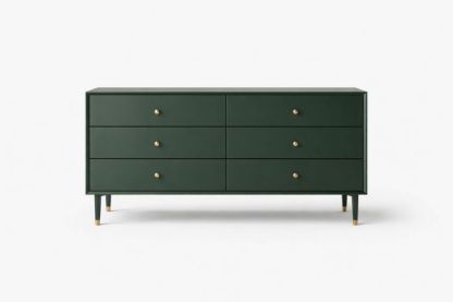 Dark Green 6-Drawer Dresser with Steel Handles-Interzenta