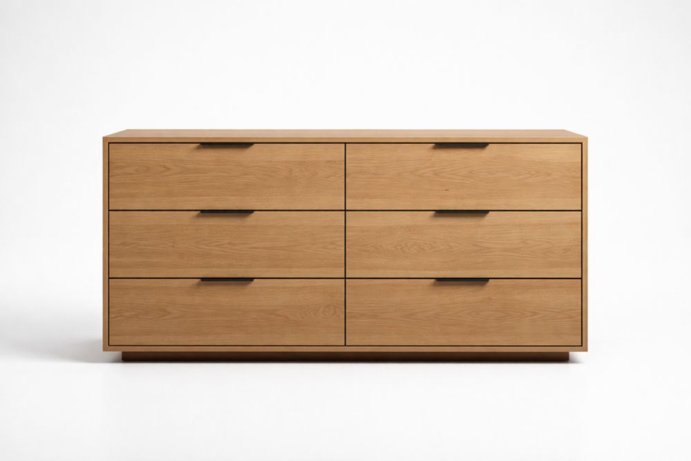Solid Oak Dresser with Six Drawers-Interzenta