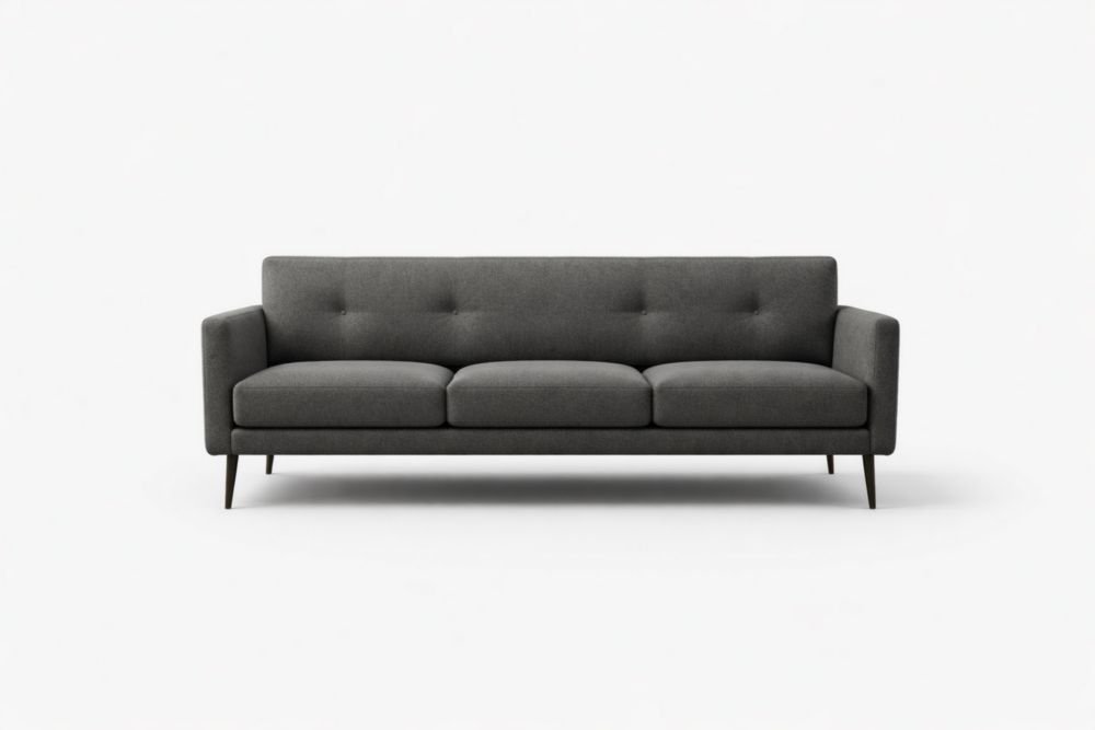 Gray Polyester Upholstered 3-Seater Sofa with Wooden Frame-Interzenta