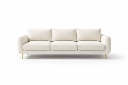 Beige Fabric Three-Seater Sofa with Steel Legs-Interzenta