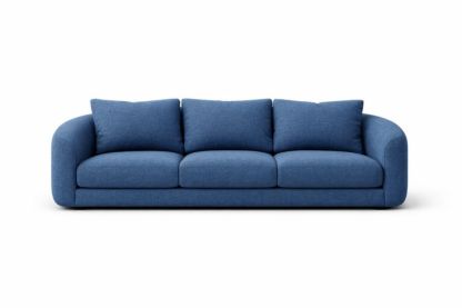 Three-Seater Blue Polyester Fabric Sofa-Interzenta