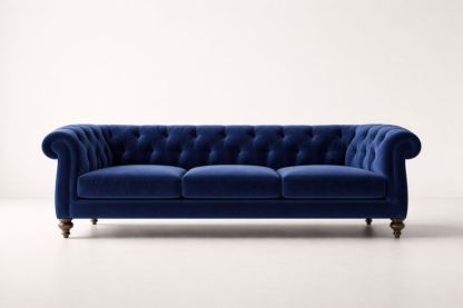 Blue Velvet Chesterfield Sofa with Eucalyptus solid wood Frame-Interzenta