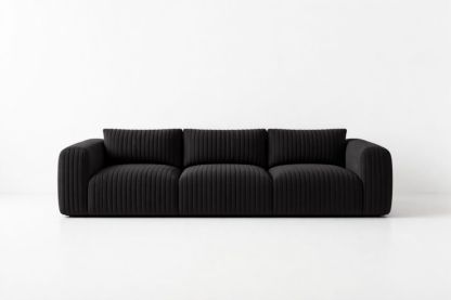 Fabric Upholstered Three-Seater Sofa Black-Interzenta