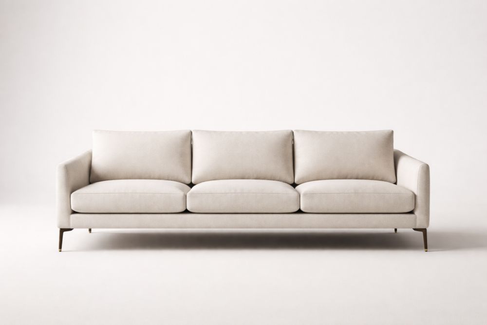 Polyester Fabric Three-Seater Sofa with Steel Legs-Interzenta