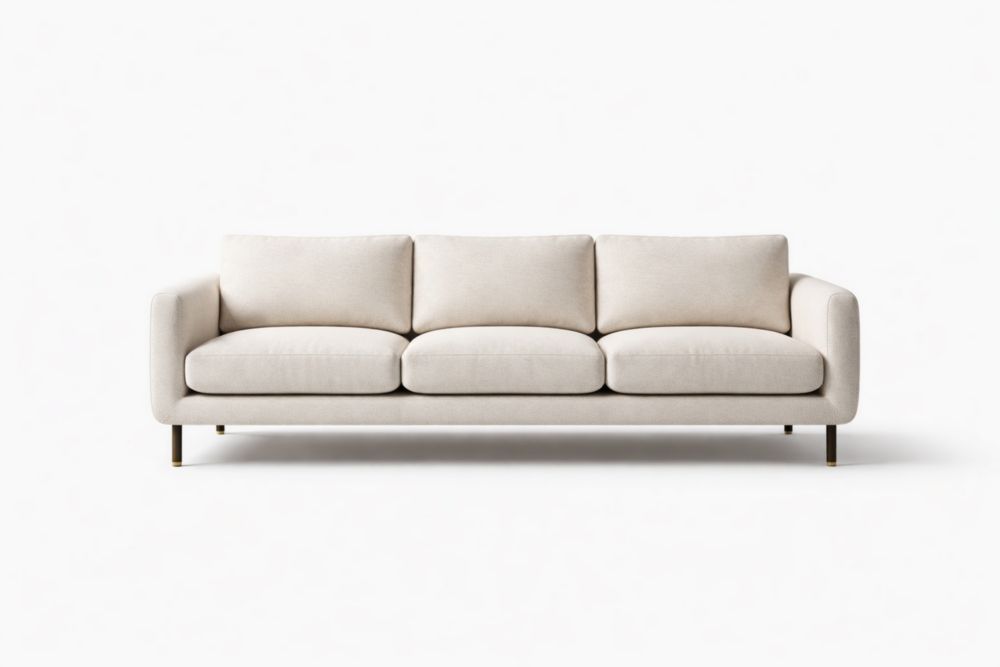 Three-Seater Sofa Polyester Cotton Blend Steel Frame Beige-Interzenta