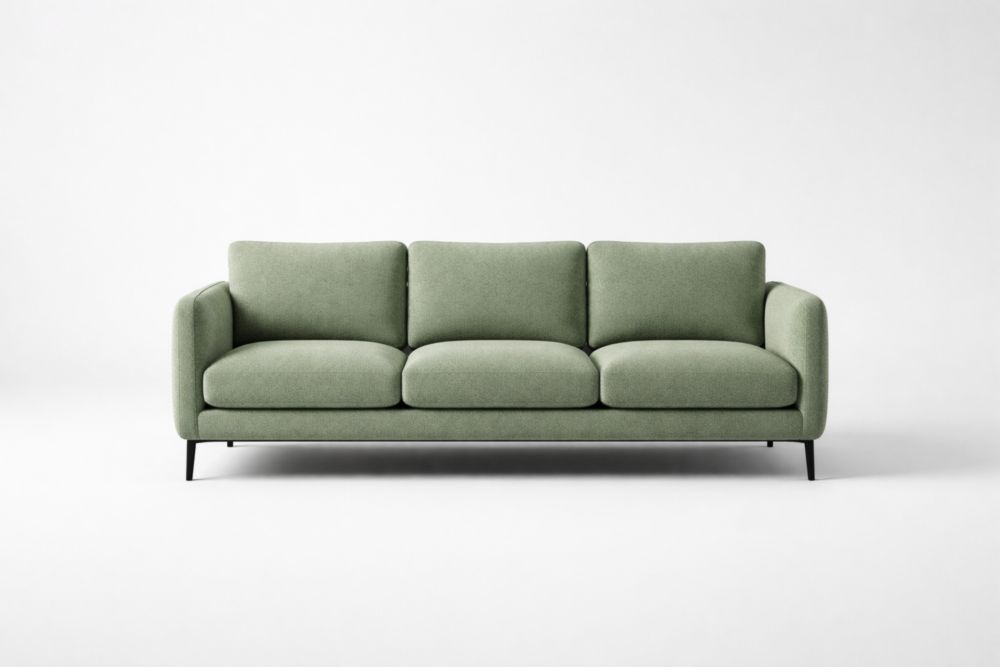 Polyester Fabric Three-Seater Sofa with Steel Legs-Interzenta