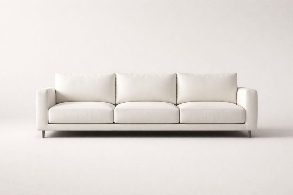 Three-Seater Sofa Fabric Upholstery White-Interzenta