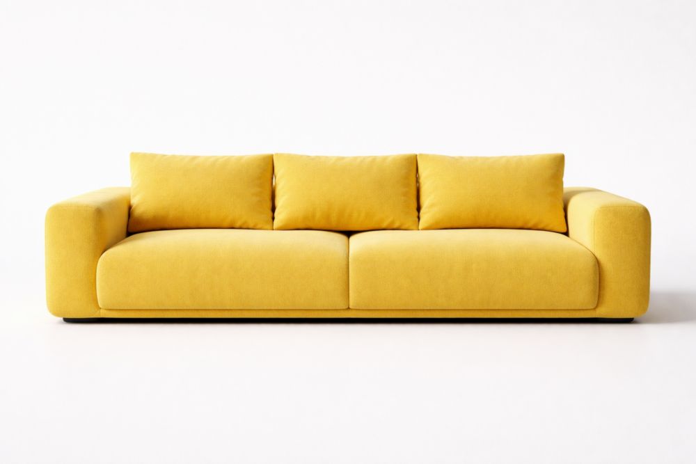 Yellow Three-Seater Sofa Polyester Upholstery-Interzenta