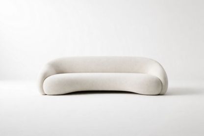 Upholstered Sofa Polyester Fabric Curved Beige-Interzenta