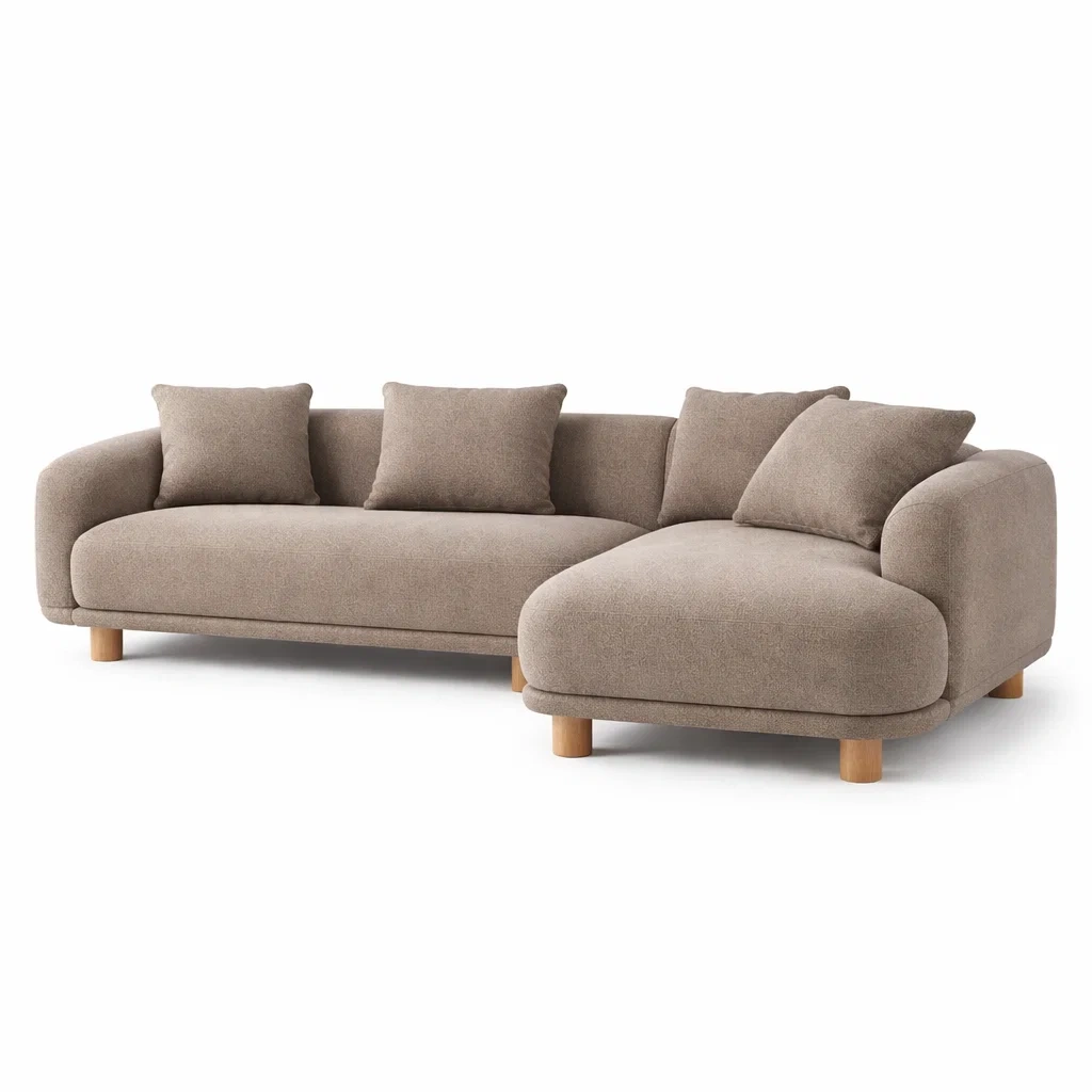 Cream Modular Curved Fabric Sofa-furnyra