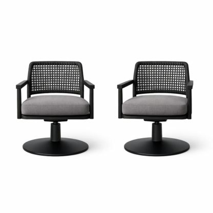 Outdoor Swivel Chair Set with Cushions Black/Grey 2-Piece-Cosyharmoni