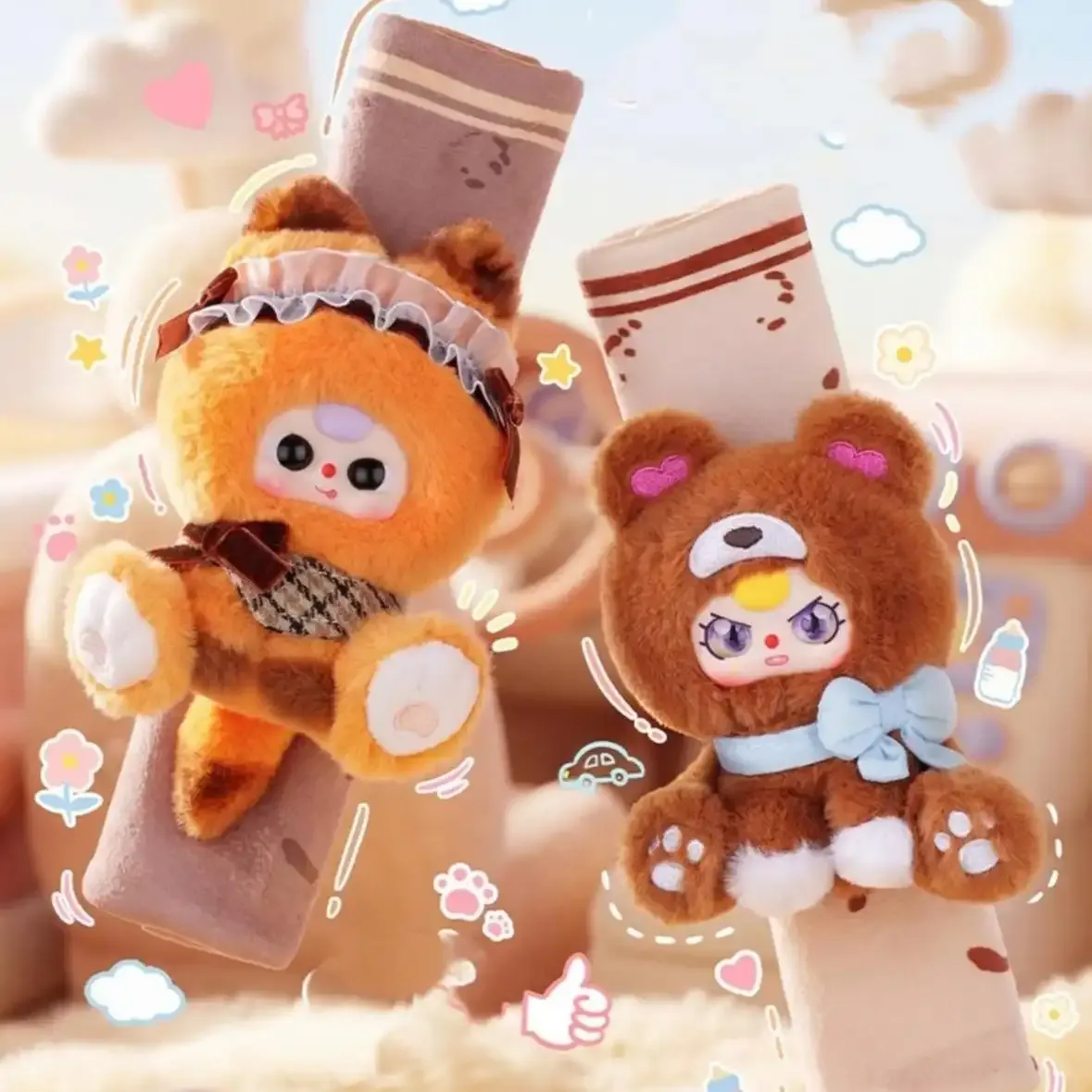 A224 babythree 꿈 카와 동물 안전 벨트 마스코트 걸리 자동차 액세서리