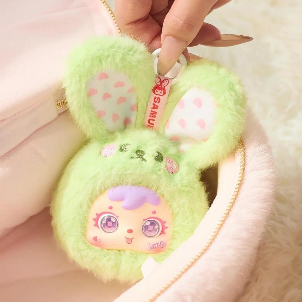C028 Samuel サンシャオマオ アニマルパーティー コンパクトミラー キーホルダー ブラインドボックス（ぬいぐるみ入り） おもしろい子犬／星の子ゾウ／ふわふわ子熊など