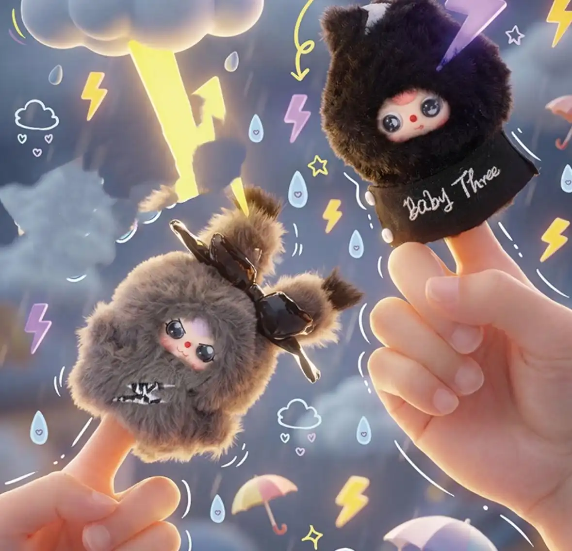 A281 BabyThree 웨더 모티브 핑거 인형 폭신한 봉제인형