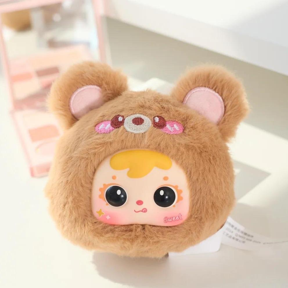 C028 Samuel サンシャオマオ アニマルパーティー コンパクトミラー キーホルダー ブラインドボックス（ぬいぐるみ入り） おもしろい子犬／星の子ゾウ／ふわふわ子熊など