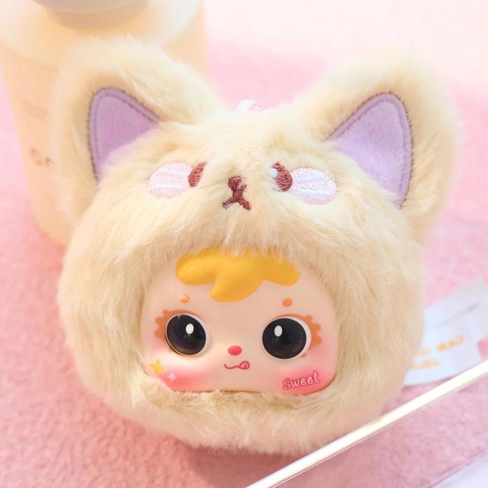 C028 Samuel サンシャオマオ アニマルパーティー コンパクトミラー キーホルダー ブラインドボックス（ぬいぐるみ入り） おもしろい子犬／星の子ゾウ／ふわふわ子熊など