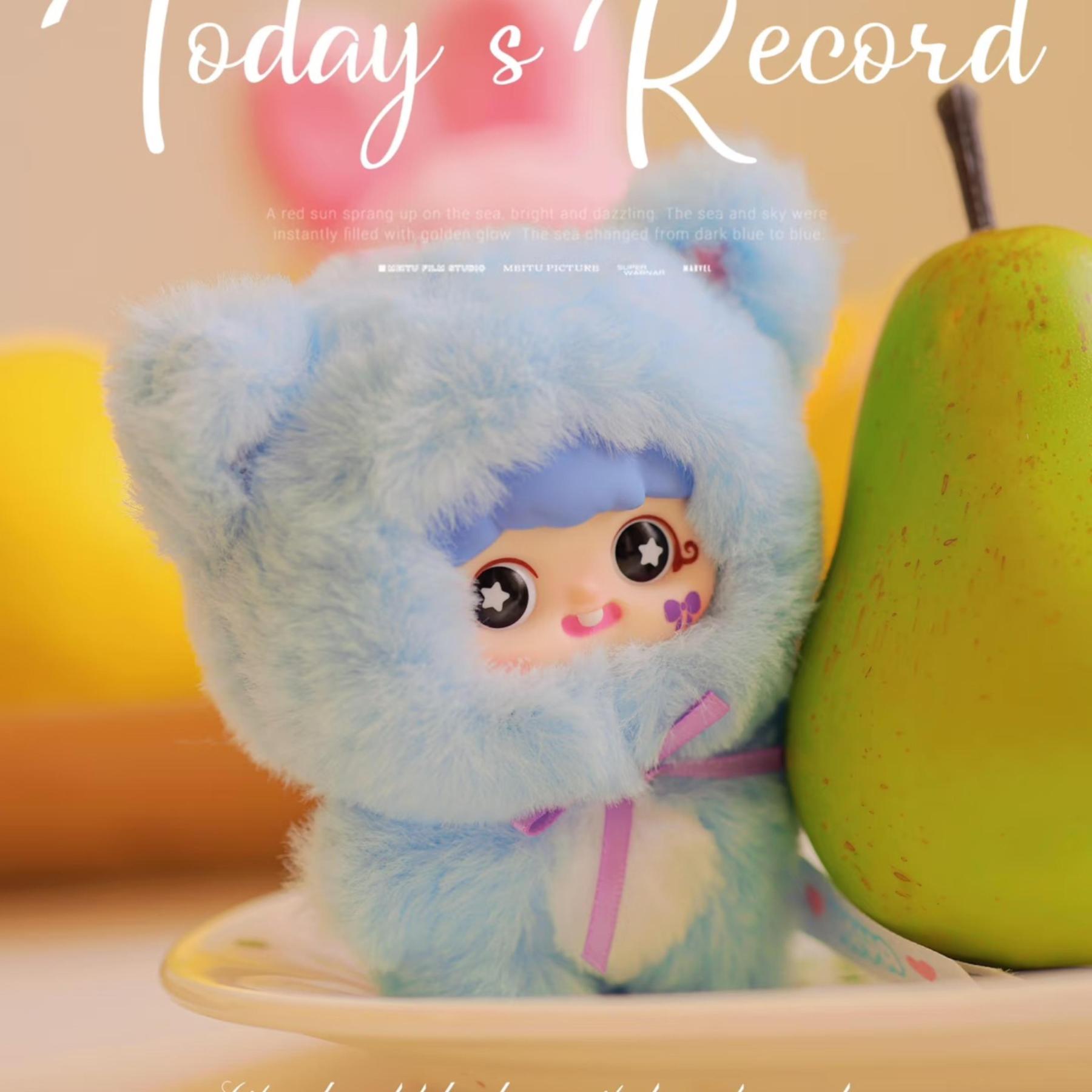 YAYA 1주년 기념 — 포근말랑 인형, 연한 노랑 의상 & 분홍 머리, 손바닥 사이즈 휴대용, 기념일 선물 최고