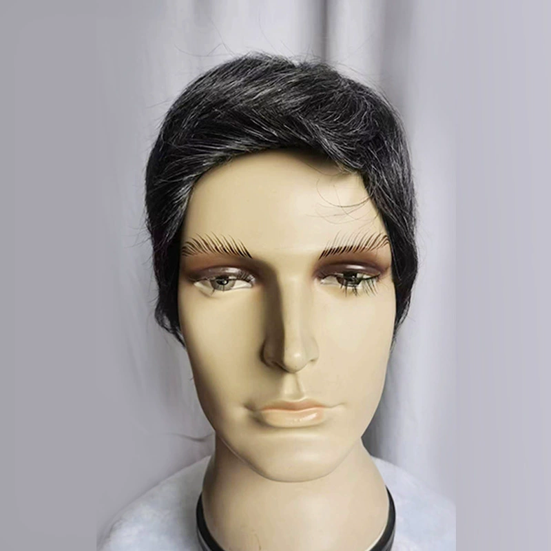 全真发男士花白假发头套时尚中老年爸爸自然仿真头皮递针头旋发套