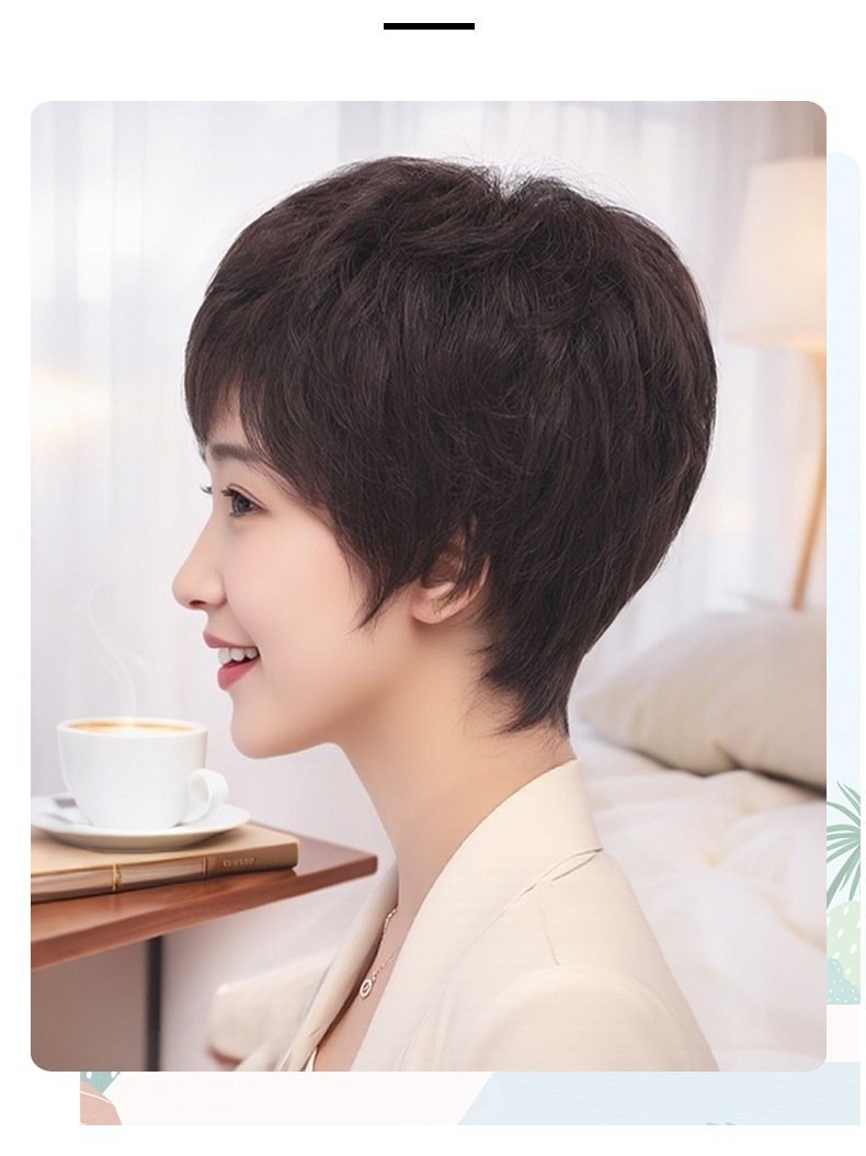 【送给妈妈的礼物】假发女全头套真人发丝短发真发无痕隐形中老年女妈妈款高端全真发