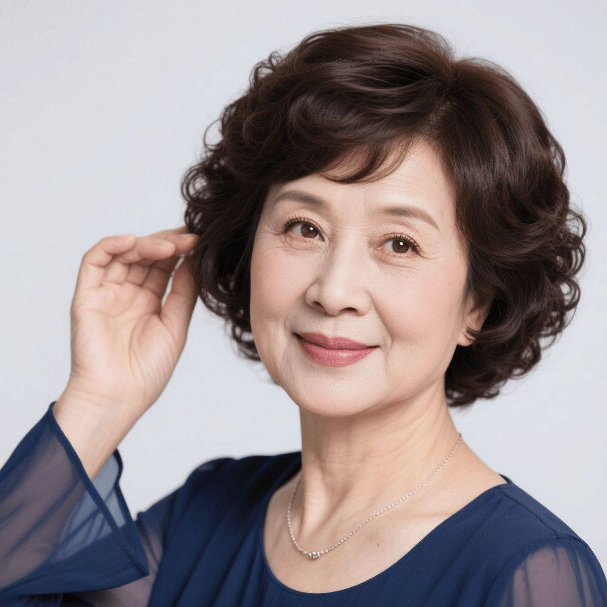 假发女短发真发全真人发妈妈款全头套中老年短卷发自然轻薄假发套