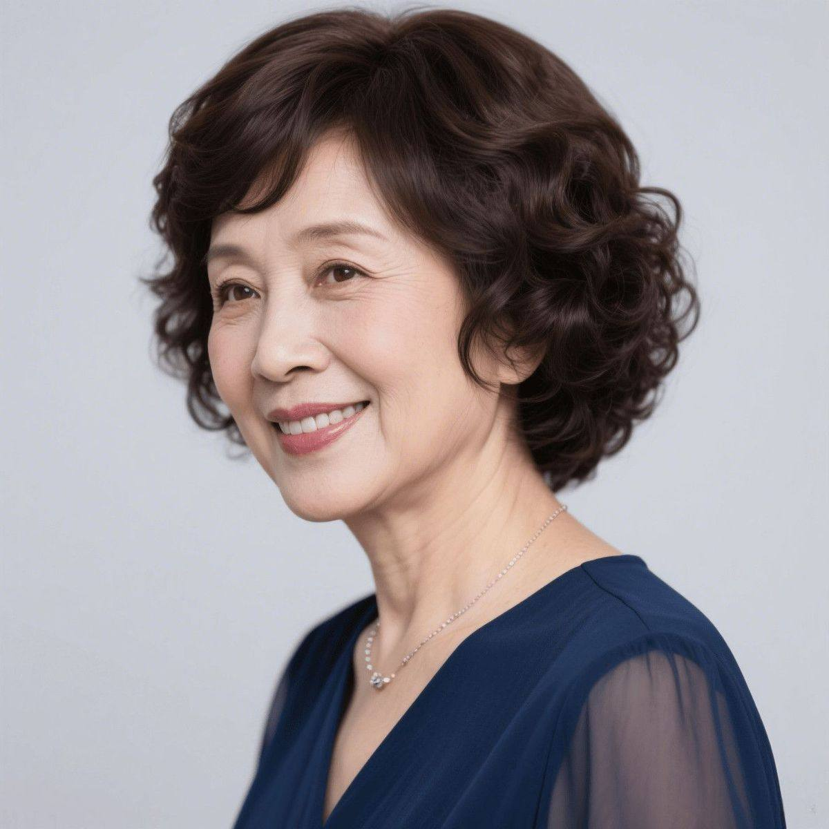 假发女短发真发全真人发妈妈款全头套中老年短卷发自然轻薄假发套