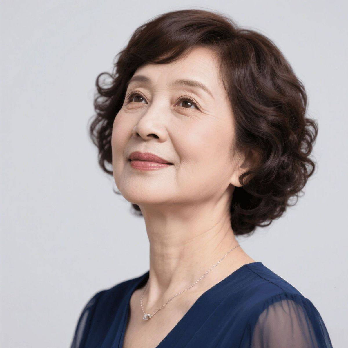 假发女短发真发全真人发妈妈款全头套中老年短卷发自然轻薄假发套