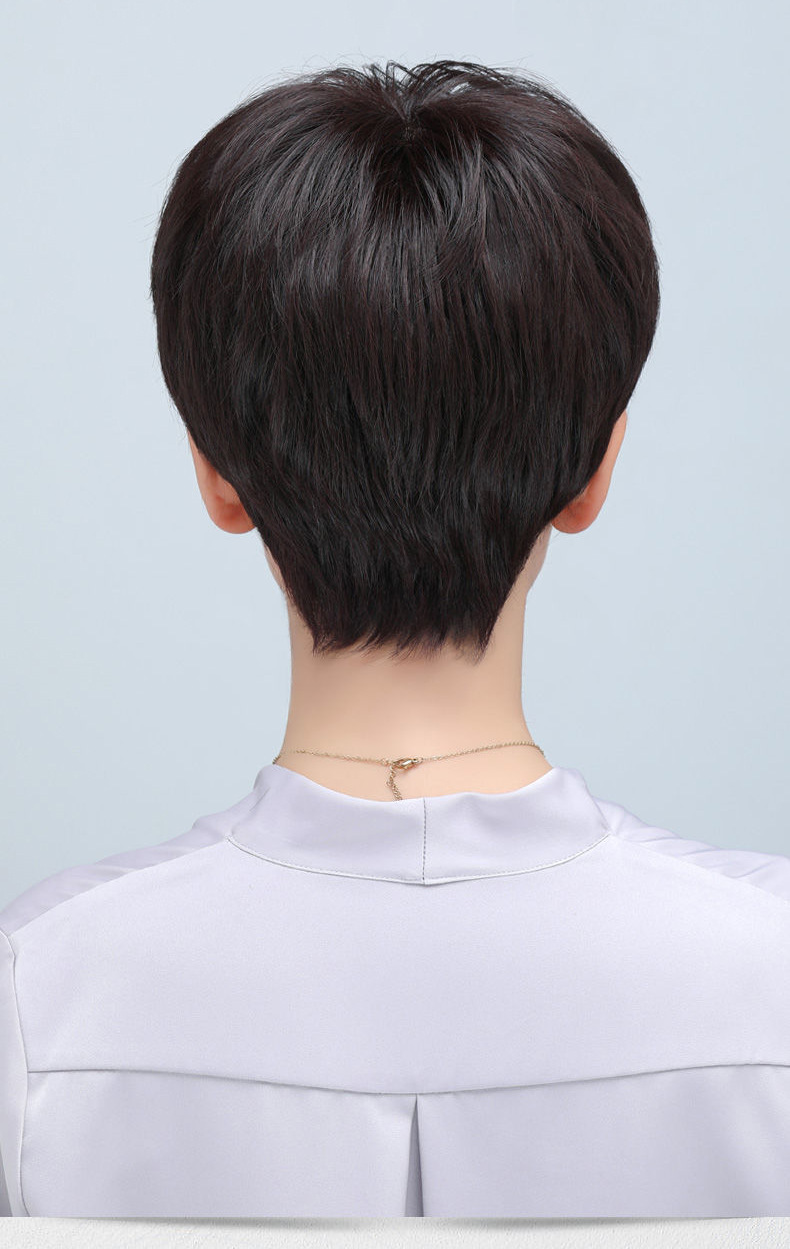 假发短发全真人发丝全头套短直发中老年女士妈妈自然减龄假发头套