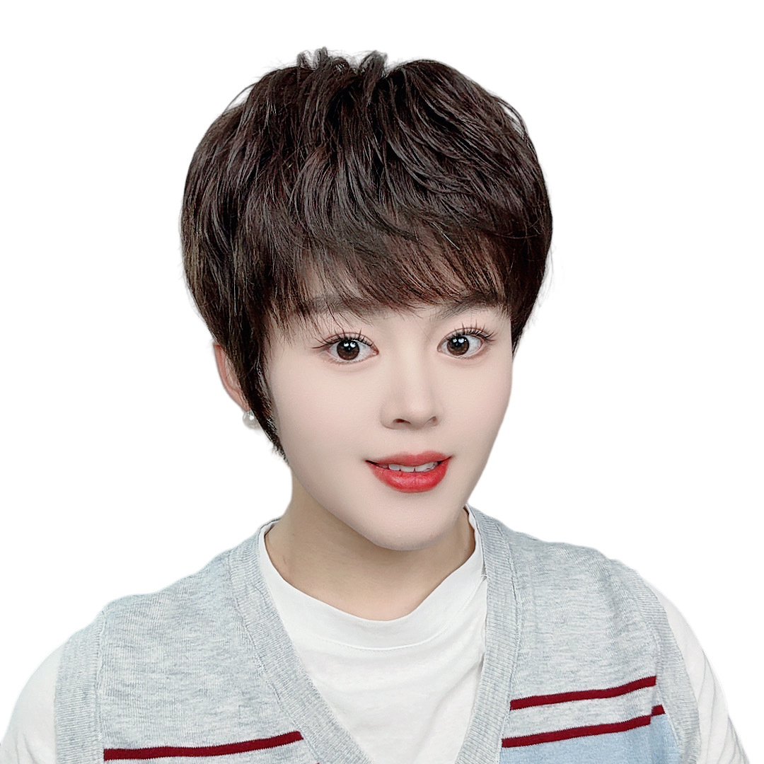 【高端全手织】透气短发时尚高档假发