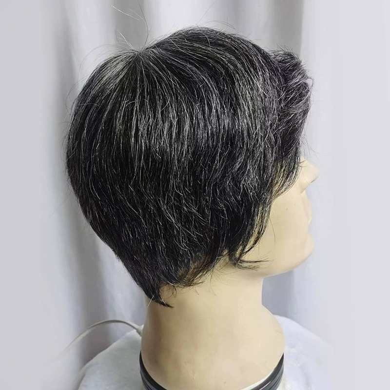 全真发男士花白假发头套时尚中老年爸爸自然仿真头皮递针头旋发套