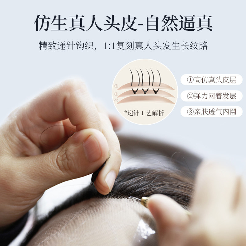 假发女短发真发全真人发妈妈款全头套中老年短卷发自然轻薄假发套