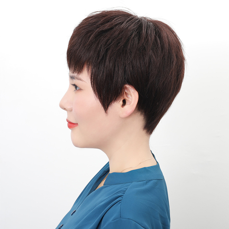 【妈妈优选】假发女短发真发全真人发全头套女士中老年头发