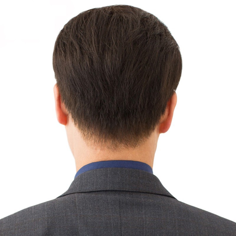 假发男中老年短发遮白发光头真发男士真人发丝假发套显年轻