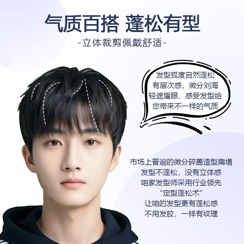 【高端款】假发男生全真发微分碎盖韩式发套短发隐形无痕增加发量补发全头套