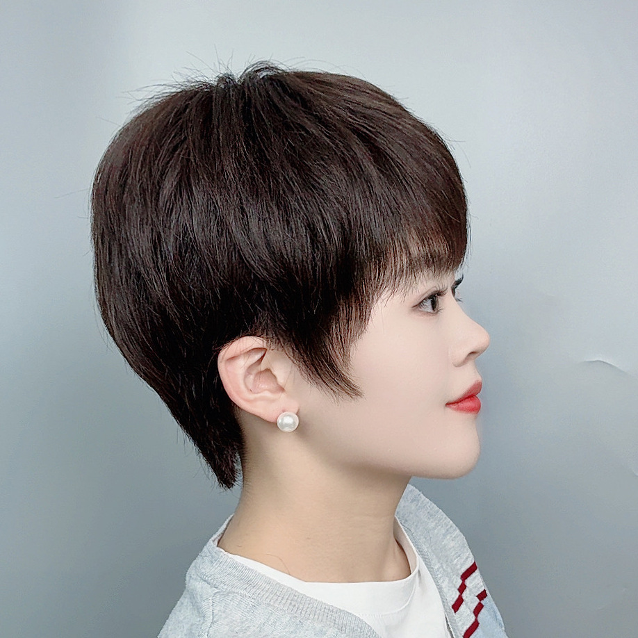 【高端全手织】透气短发时尚高档假发