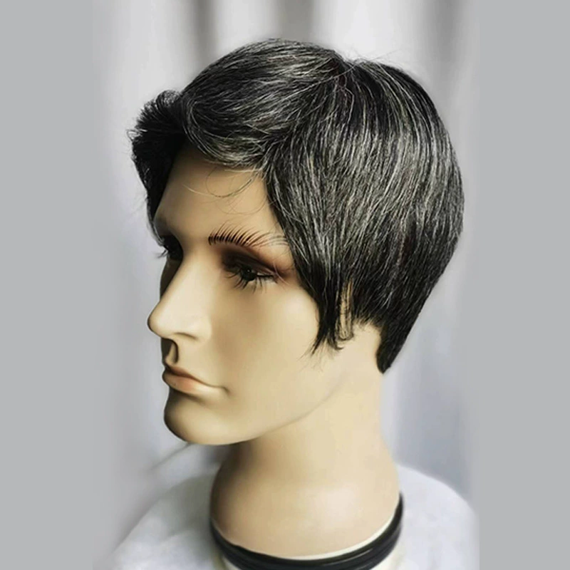 全真发男士花白假发头套时尚中老年爸爸自然仿真头皮递针头旋发套