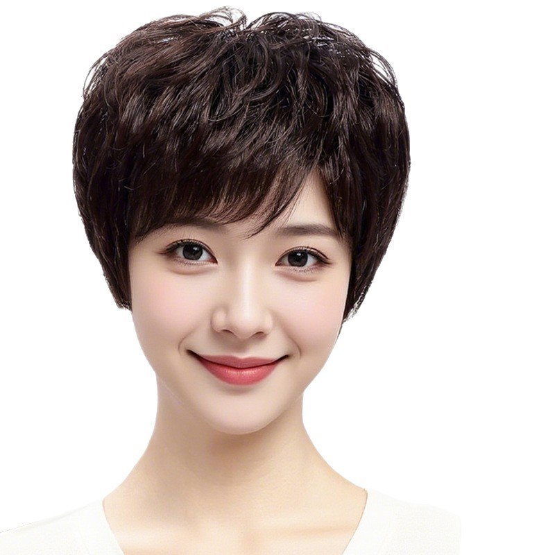 【送给妈妈的礼物】假发女全头套真人发丝短发真发无痕隐形中老年女妈妈款高端全真发