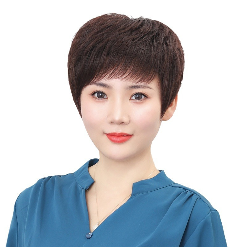 【妈妈优选】假发女短发真发全真人发全头套女士中老年头发