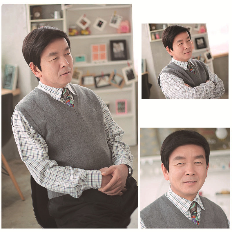 全真发男士花白假发头套时尚中老年爸爸自然仿真头皮递针头旋发套